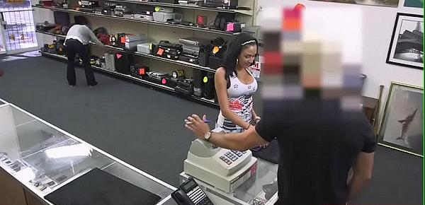  Hot and busty latina gets pounded in the pawnshop for cash